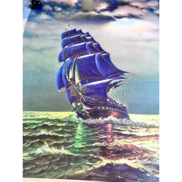 "Old Ironsides" USS Constitution unFramed Art Lithograph Print Poster Vtg - Picture 4 of 11